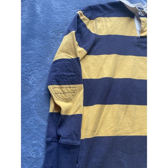 Mens Vintage Polo Ralph Lauren Blue Stripped Rugby Long Sleeve Shirt size L - Picture 3 of 11